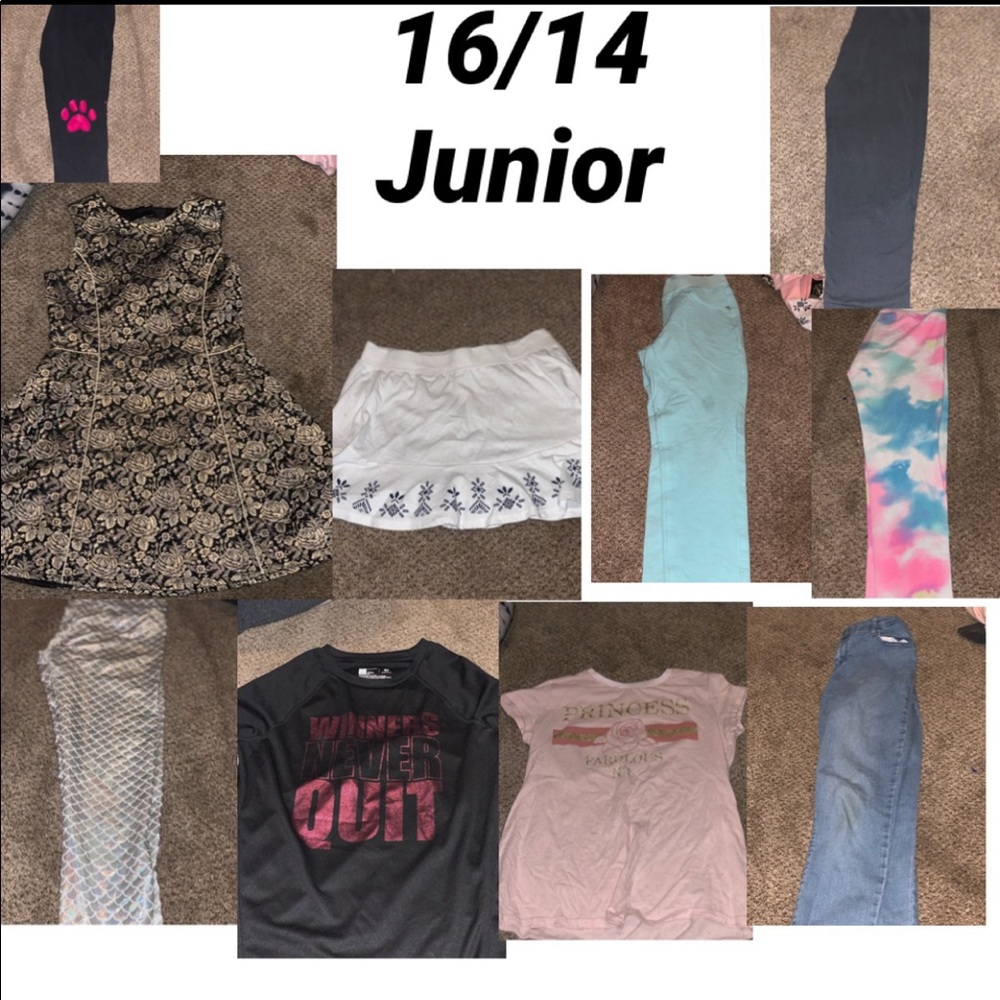 Dress,leggings,short and long sleeve shirts,pants.